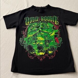 Disney Black T-Shirt with Green Nightmare Before Christmas Design. Size M